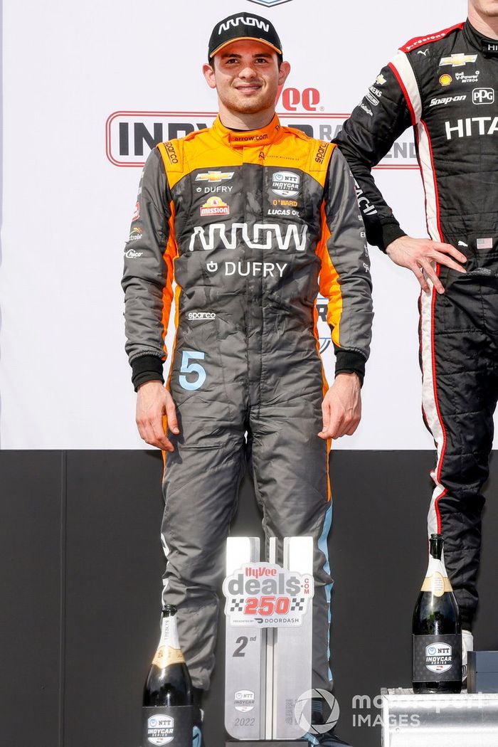 Patricio O'Ward, Arrow McLaren SP Chevrolet, en el podio