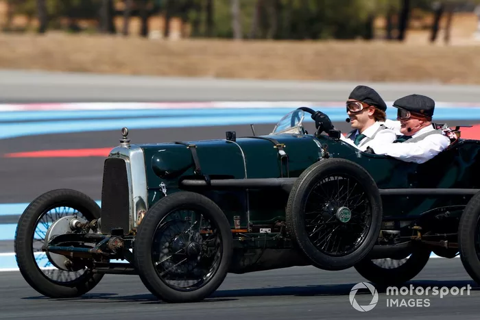 Sebastian Vettel, Aston Martin, Johnny Herbert, Sky TV, in the Aston Martin Grean Pea TT1 from 1922