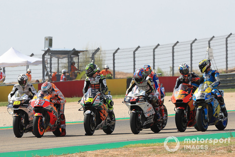 Marc Marquez, Repsol Honda Team, Cal Crutchlow, Team LCR Honda, font un essai de départ