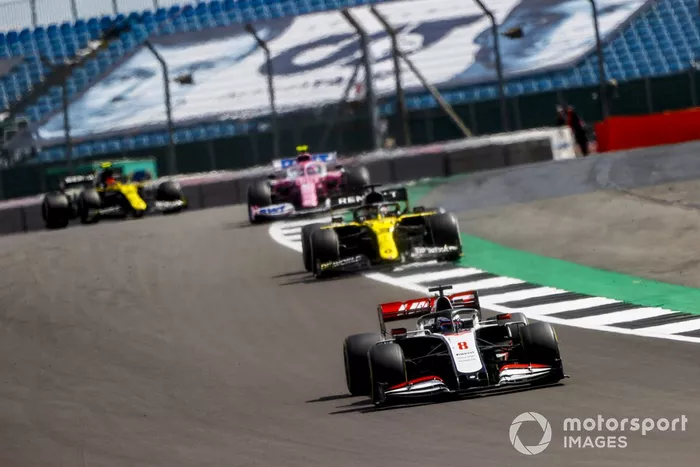 Romain Grosjean, Haas VF-20, Daniel Ricciardo, Renault F1 Team R.S.20, Lance Stroll, Racing Point RP20