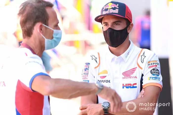 Alberto Puig, director del equipo Repsol Honda, Marc Márquez, equipo Repsol Honda