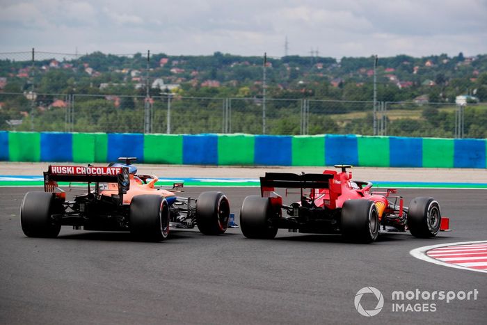 Carlos Sainz Jr., McLaren MCL35, Charles Leclerc, Ferrari SF1000