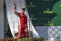 Sebastian Vettel, Ferrari celebrates on the podium