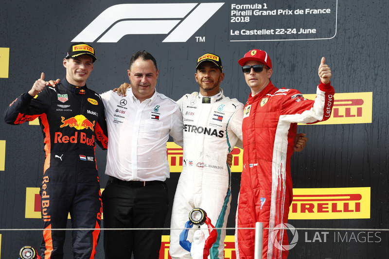8. GP Perancis - Podium: Lewis Hamilton, Max Verstappen, Kimi Raikkonen