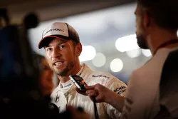 Jenson Button, McLaren with the media