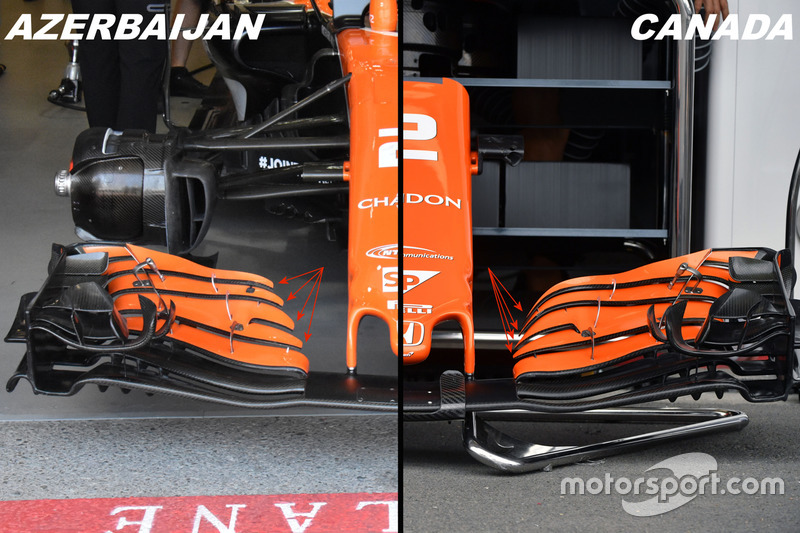 McLaren MCL32: Frontflügel, Vergleich