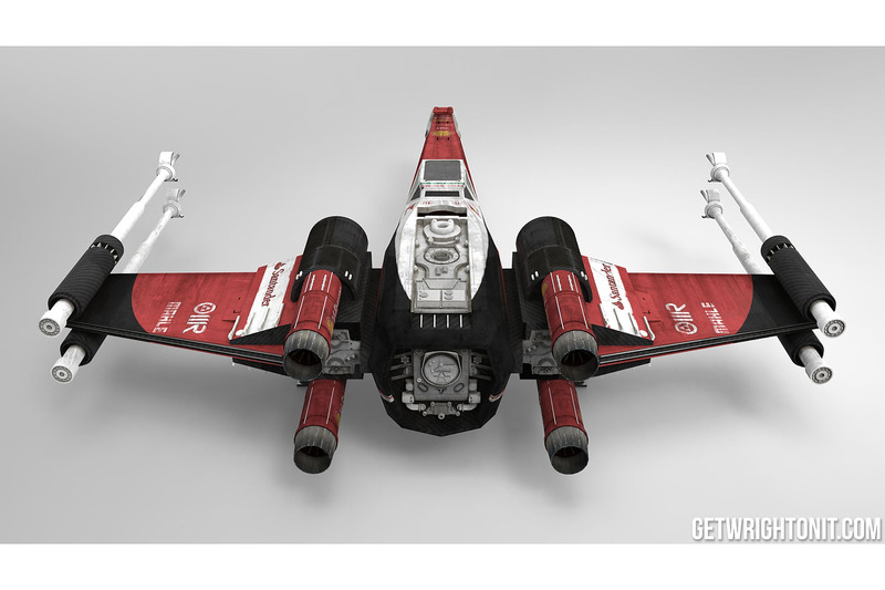 Star Wars X-Wing con la decoración de Ferrari