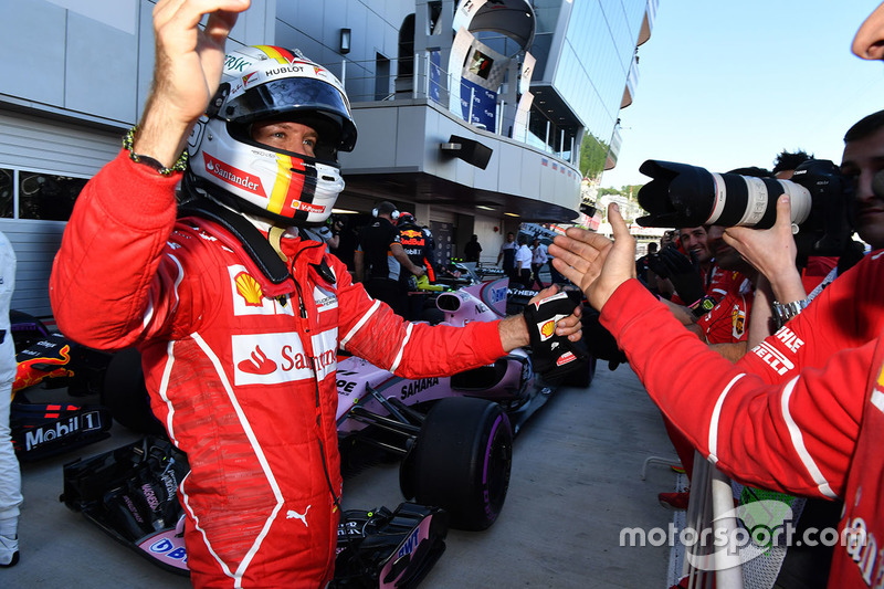 Pole sitter Sebastian Vettel, Ferrari