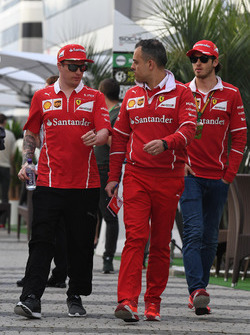 Kimi Raikkonen, Ferrari, Diego Ioverno, Ferrari Operations Director and Antonio Giovinazzi, Ferrari Test and Reserve Driver