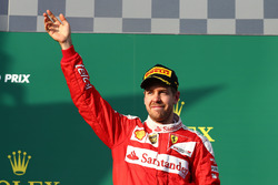 Podium: derde plaats Sebastian Vettel, Ferrari