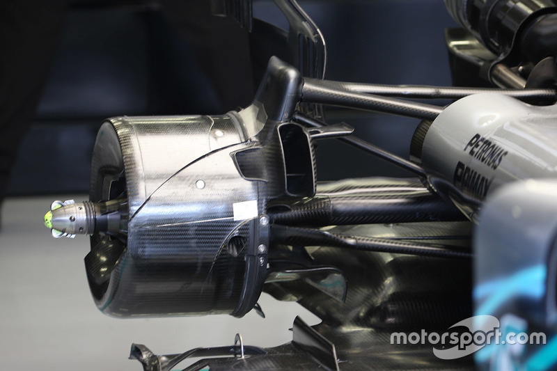 Rear brake duct detail on the Mercedes AMG F1 W09