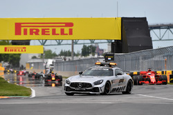 Safety car leads the field