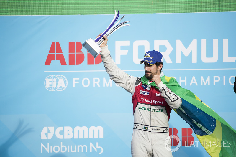 Lucas di Grassi, Audi Sport ABT Schaeffler, celebrates on the podium