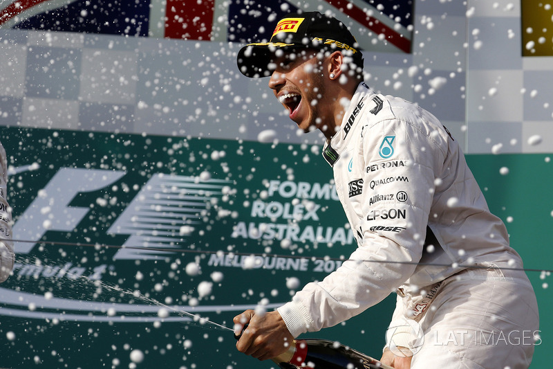 Podio: il vincitore della gara Lewis Hamilton, Mercedes AMG