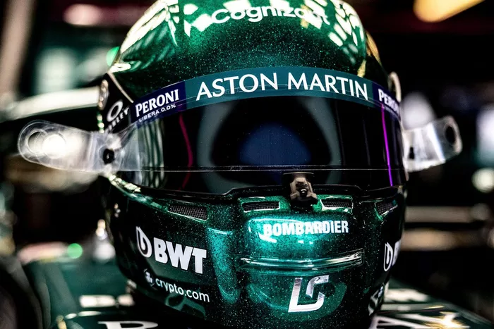 Casco de Lance Stroll, Aston Martin 