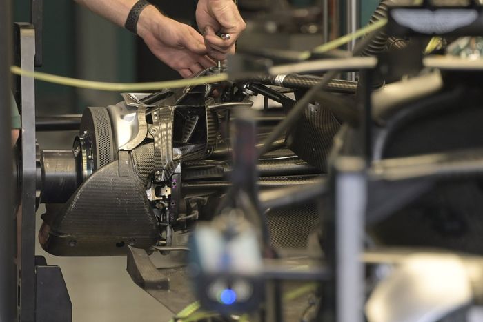Detalle del freno trasero del Aston Martin AMR21