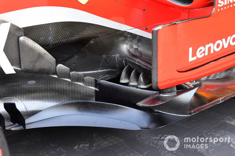 Vue détaillée des déflecteurs de la Ferrari SF71H
