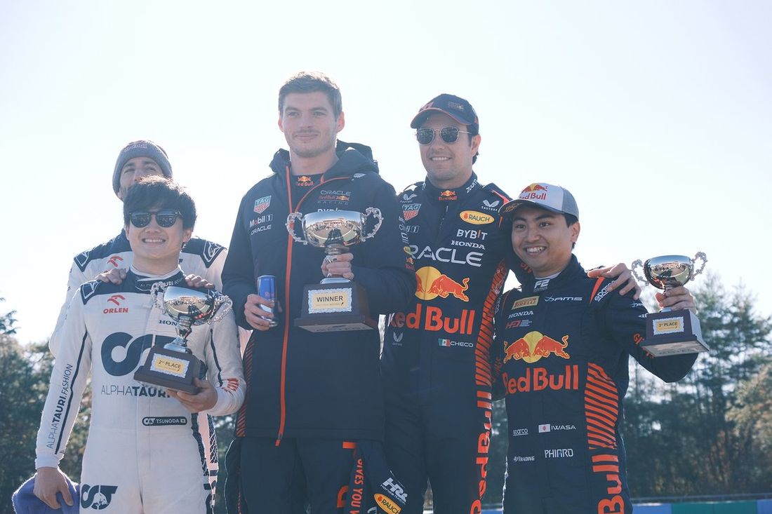 Daniel Ricciardo, Yuki Tsunoda, Max Verstappen, Sergio Pérez,Ayumu Iwasa