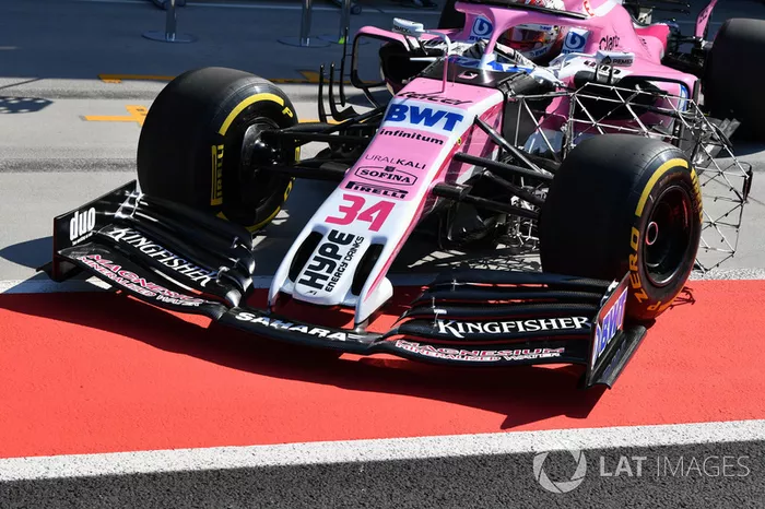 Detalle del morro y alerón delantero del Force India VJM11 