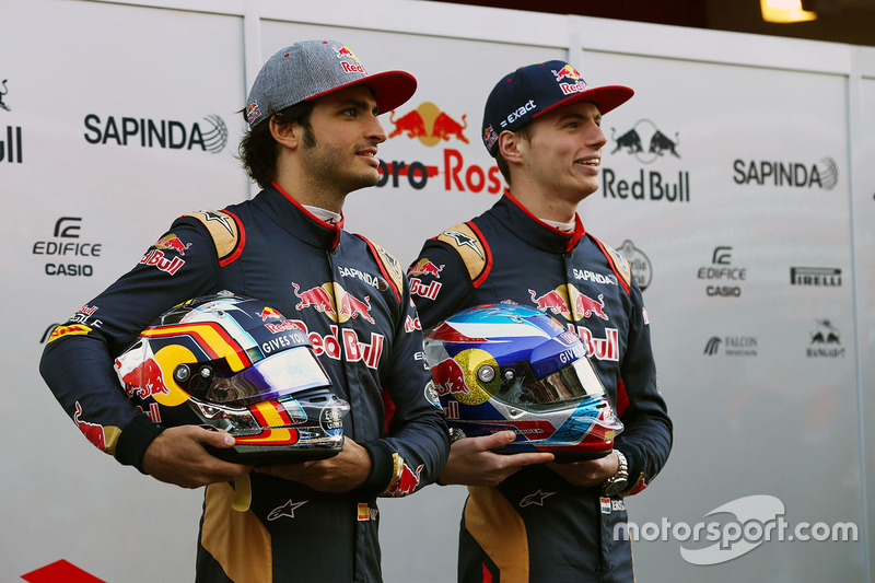 Max Verstappen, Scuderia Toro Rosso and team mate Carlos Sainz Jr., Scuderia Toro Rosso