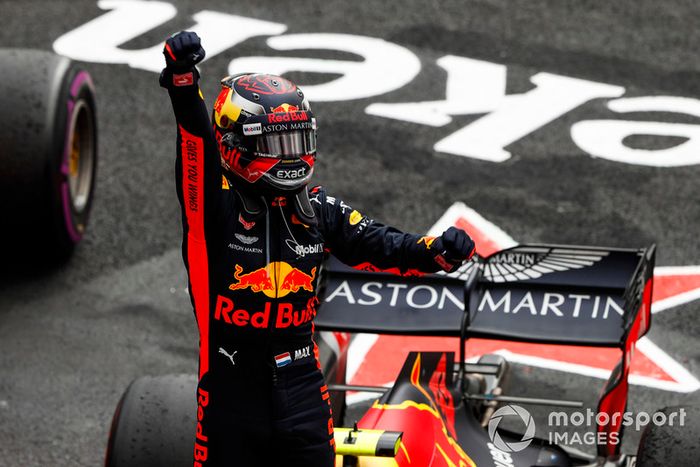 Max Verstappen, Red Bull Racing, celebra en Parc Ferme