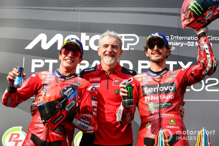 Marc Marquez, Ducati Team, Luigi Dall'igna, Francesco Bagnaia, Ducati Team.