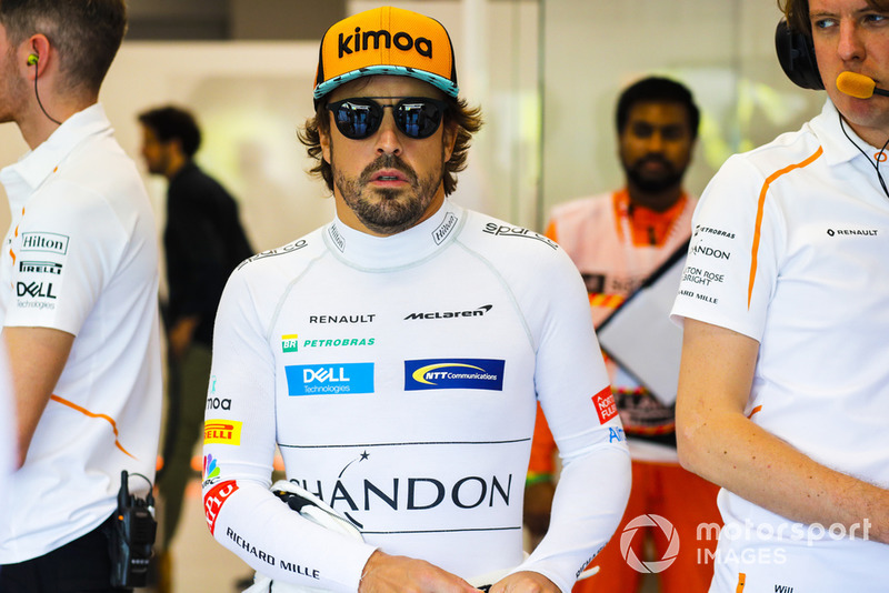 Fernando Alonso, McLaren, in the garage