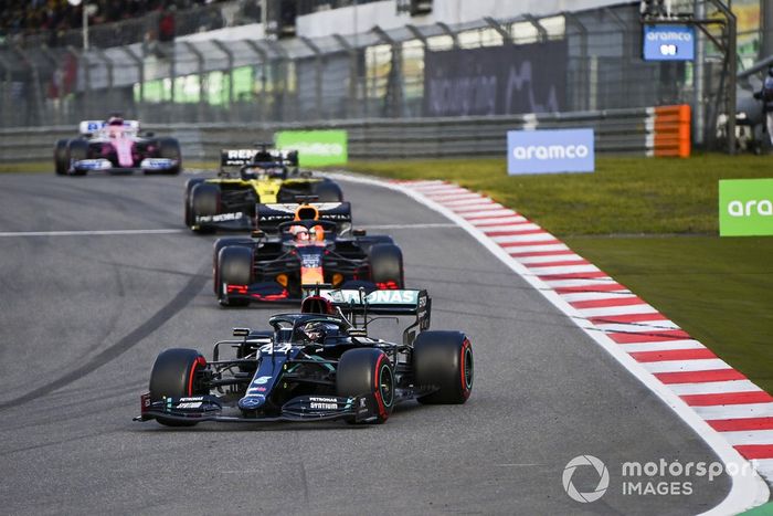 Lewis Hamilton, Mercedes F1 W11 Max Verstappen, Red Bull Racing RB16, Daniel Ricciardo, Renault F1 Team R.S.20