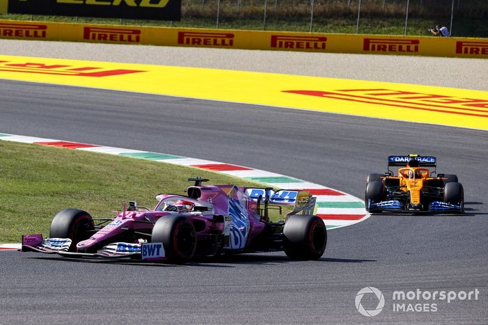 Sergio Pérez, Racing Point RP20, Lando Norris, McLaren MCL35