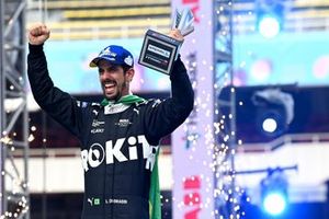Lucas di Grassi, Venturi Racing, 3rd position, celebrates with his trophy