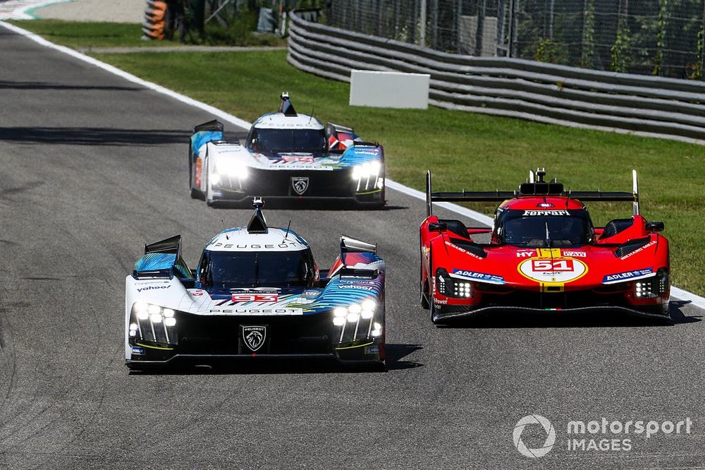 #93 Peugeot Totalenergies Peugeot 9X8: Paul Di Resta, Mikkel Jensen, Jean-Eric Vergne, #51 Ferrari AF Corse Ferrari 499P: Alessandro Pier Guidi, James Calado, Antonio Giovinazzi