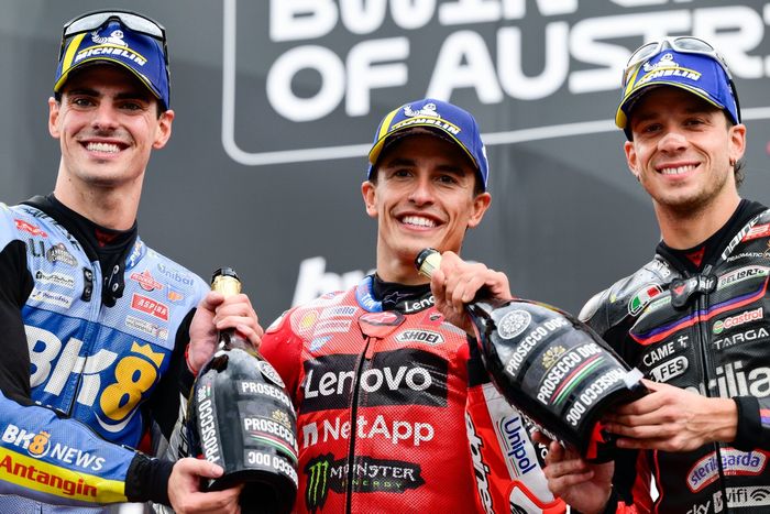 Fermin Aldeguer, Gresini Racing, Marco Bezzecchi, Aprilia Racing, Marc Marquez, Ducati Team