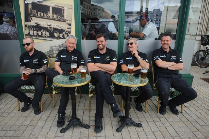 #27 Heart Of Racing Team Aston Martin team members enjoying beer