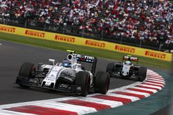 Felipe Massa, Williams Martini Racing FW38 leads Sergio Perez, Force India F1 VJM09