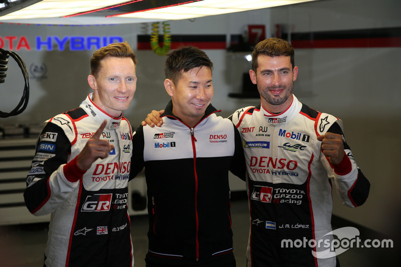 Pole sitters #7 Toyota Gazoo Racing Toyota TS050: Mike Conway, Kamui Kobayashi, Jose Maria Lopez
