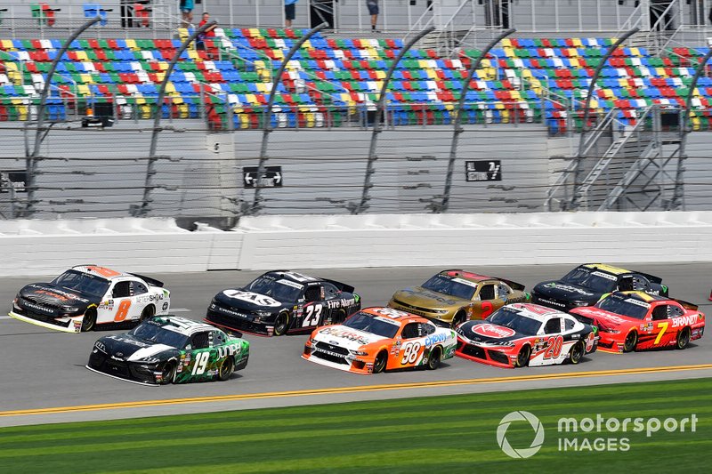Brandon Jones, Joe Gibbs Racing, Toyota Supra Juniper and Chase Elliott, JR Motorsports, Chevrolet Camaro Aftershokz