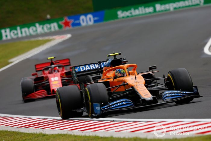 Lando Norris, McLaren MCL35, Charles Leclerc, Ferrari SF1000