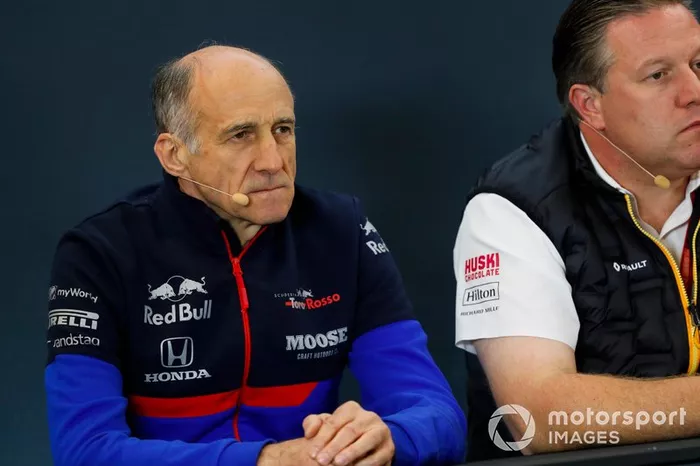 Franz Tost, Team Principal, Toro Rosso, and Zak Brown, Executive Director, McLaren 