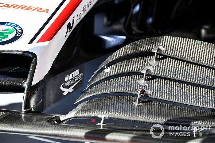 Detalle del alerón delantero del Alfa Romeo Racing C39 