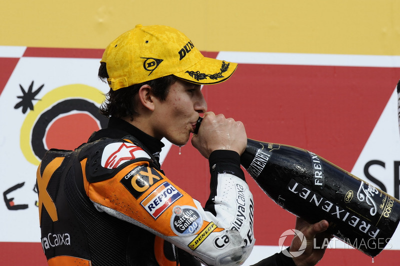Podio: 1º Andrea Iannone, 2º Marc Márquez, 3º Thomas Luthi