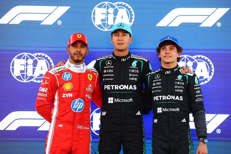 Andrea Kimi Antonelli, Mercedes, Lewis Hamilton, Ferrari, George Russell, Mercedes