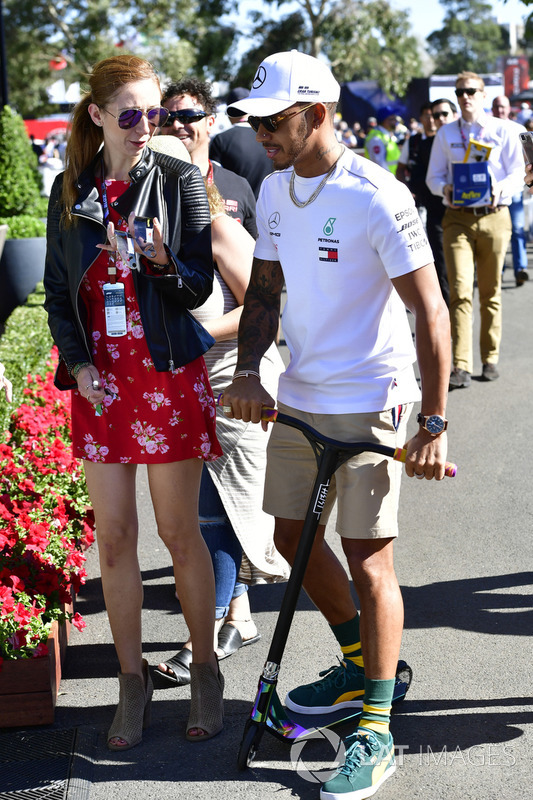 Lewis Hamilton, Mercedes-AMG F1 on a scooter