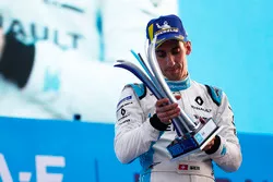  Podium: second place Sébastien Buemi, Renault e.Dams, with his trophy on the podium