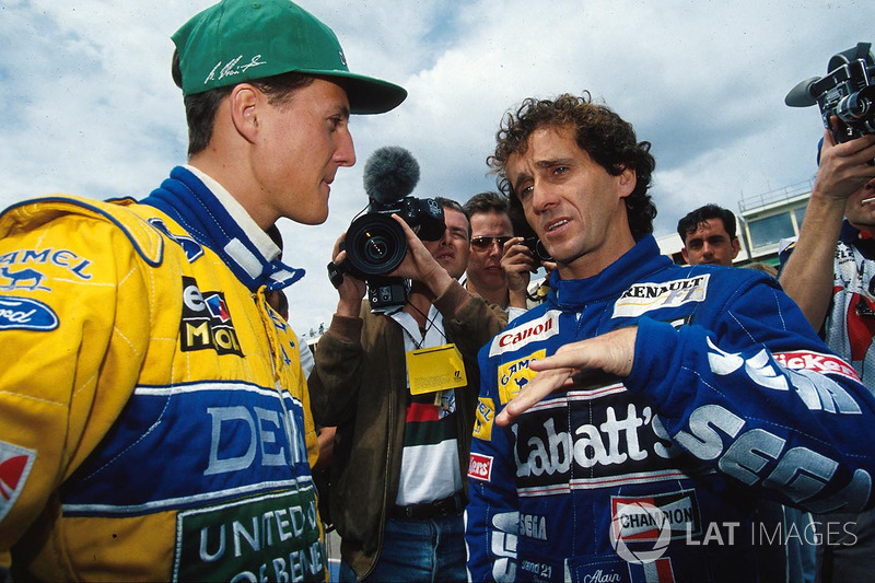 Alain Prost, Williams, con Michael Schumacher, Benetton