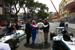 Chase Carey, Chairman, Formula One, Keke Rosberg, 1982 world champion, Nico Rosberg, 2016 world champion, and Prince Albert of Monaco on the grid