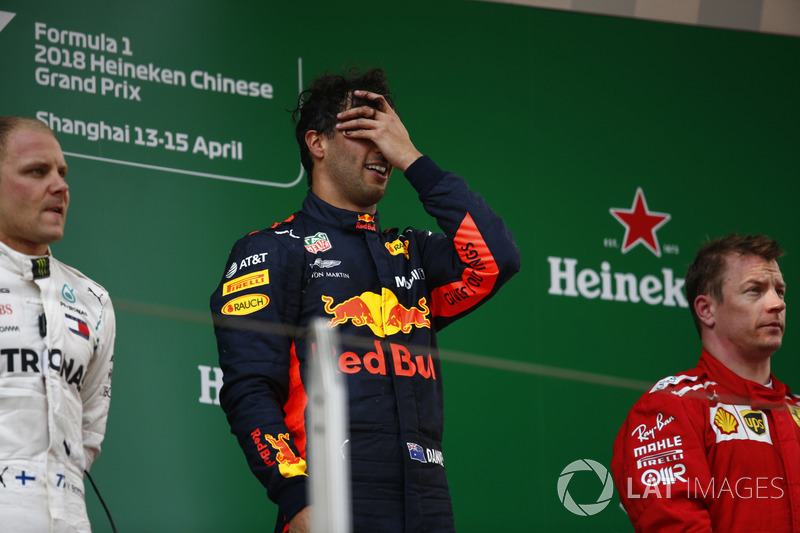 Podium: 1. Daniel Ricciardo, Red Bull Racing, 2. Valtteri Bottas, Mercedes-AMG F1, 3. Kimi Raikkonen, Ferrari