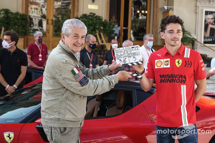 Claude Lelouch y Charles Leclerc, Ferrari