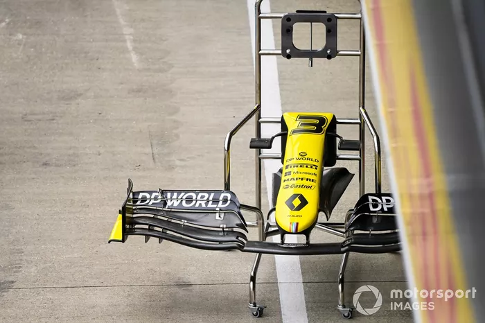 El ala delantera del monoplaza de Daniel Ricciardo, Renault F1 Team R.S.20 