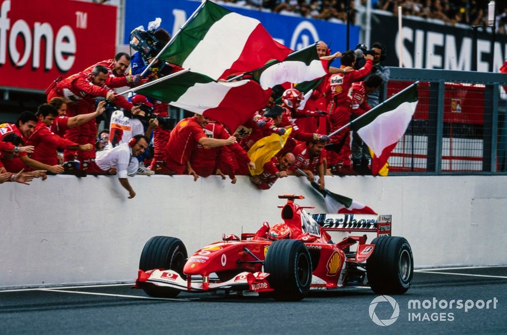 Schumacher and Ferrari took a fifth consecutive title double in 2004, as he notched 13 wins from 18 starts despite not always having the best package for qualifying
