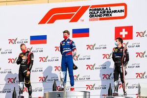 Nikita Mazepin, Hitech Grand Prix, Race Winner Robert Shwartzman, Prema Racing and Louis Deletraz, Charouz Racing System on the podium